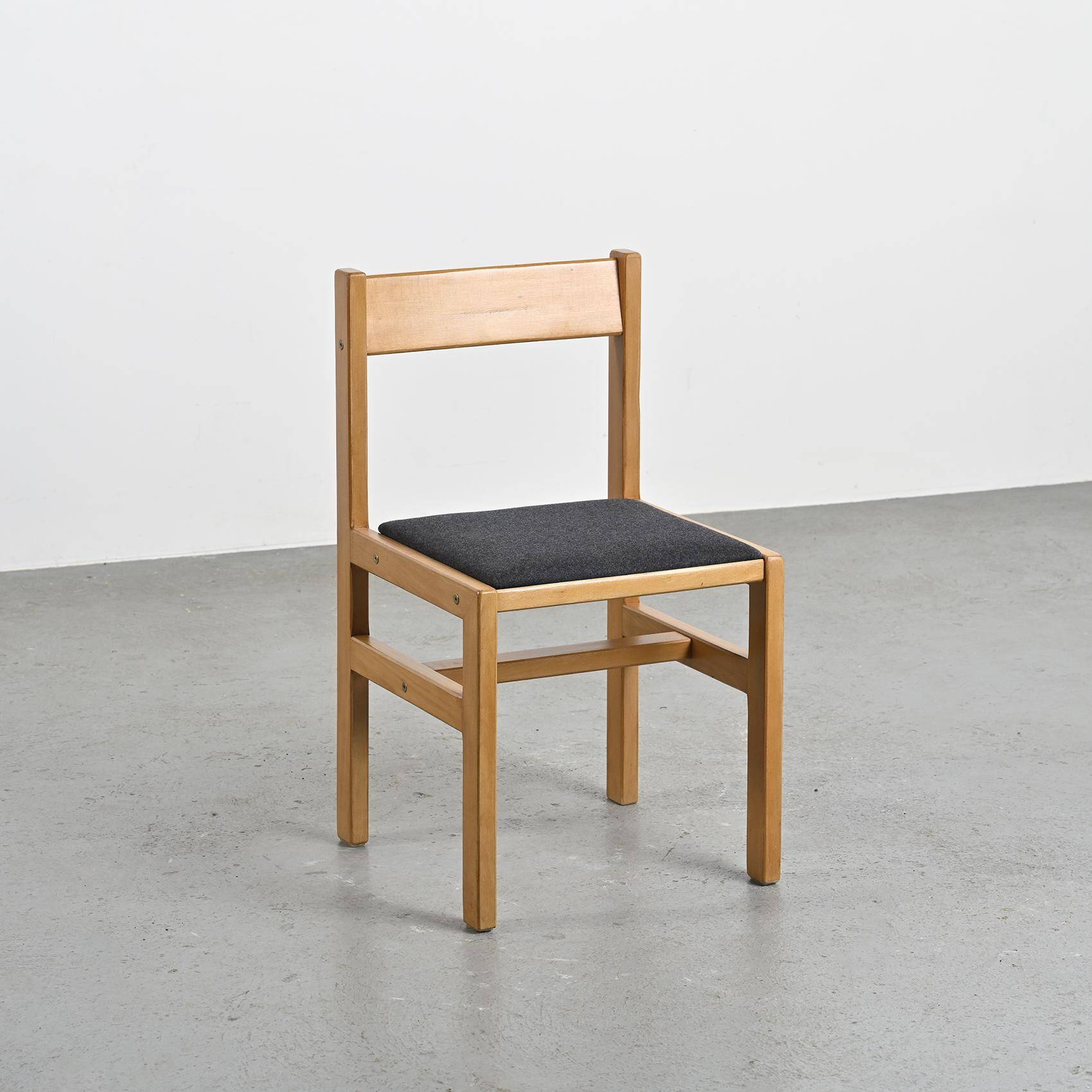 Chaise en Acajou Blond par André Sornay, circa 1960