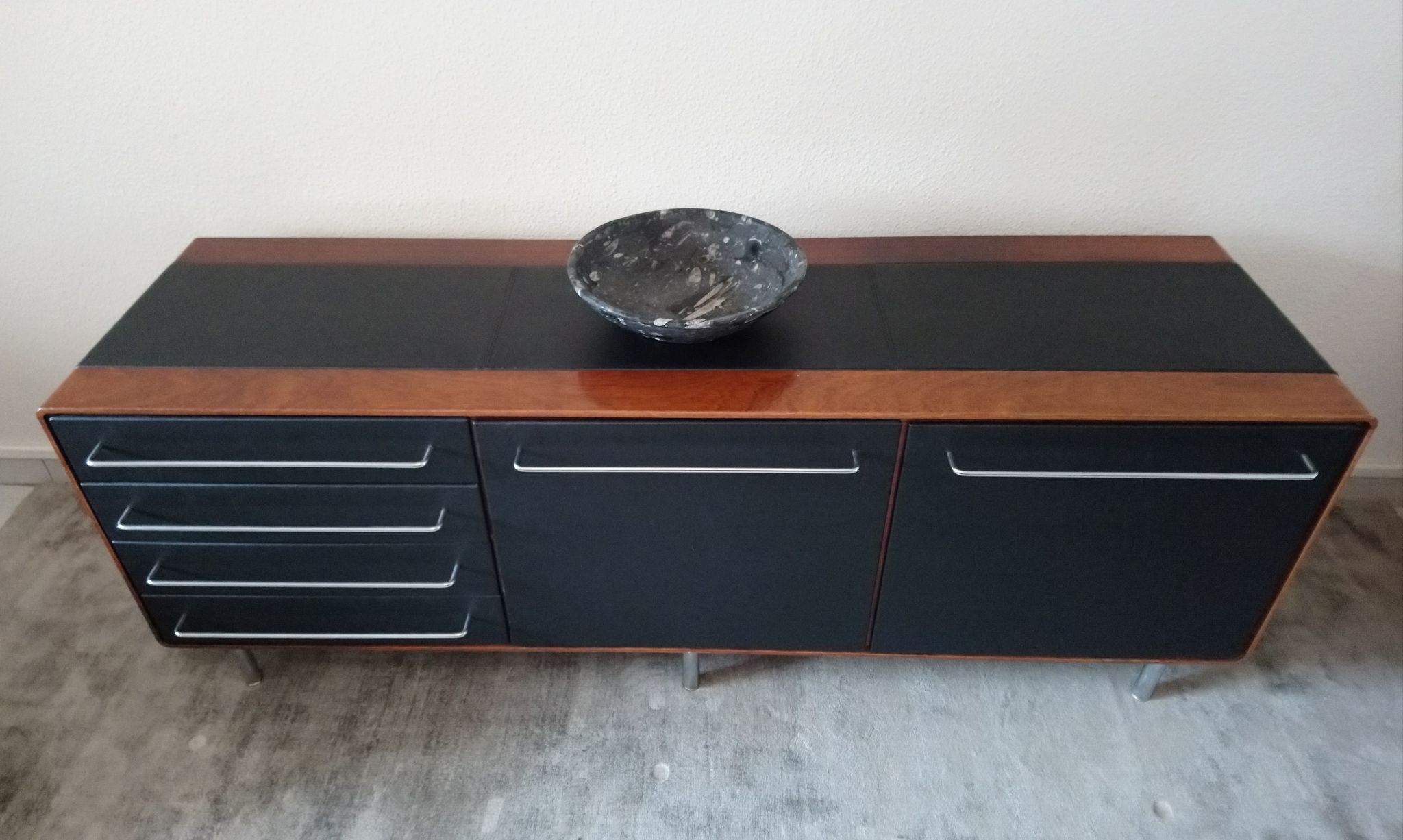 Rare row of wood and leatherette of the 60s 70s