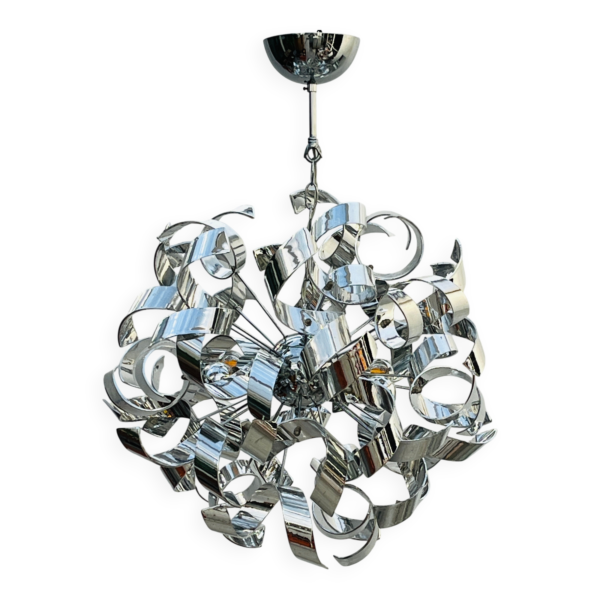 Sculptural chrome suspension design