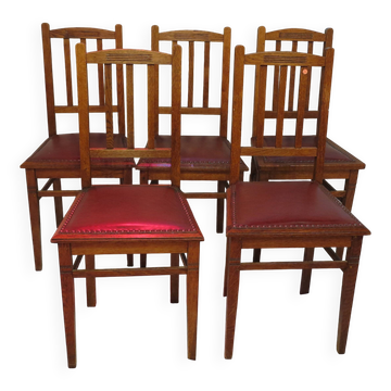 suite de 5 chaises de salle à manger en chêne