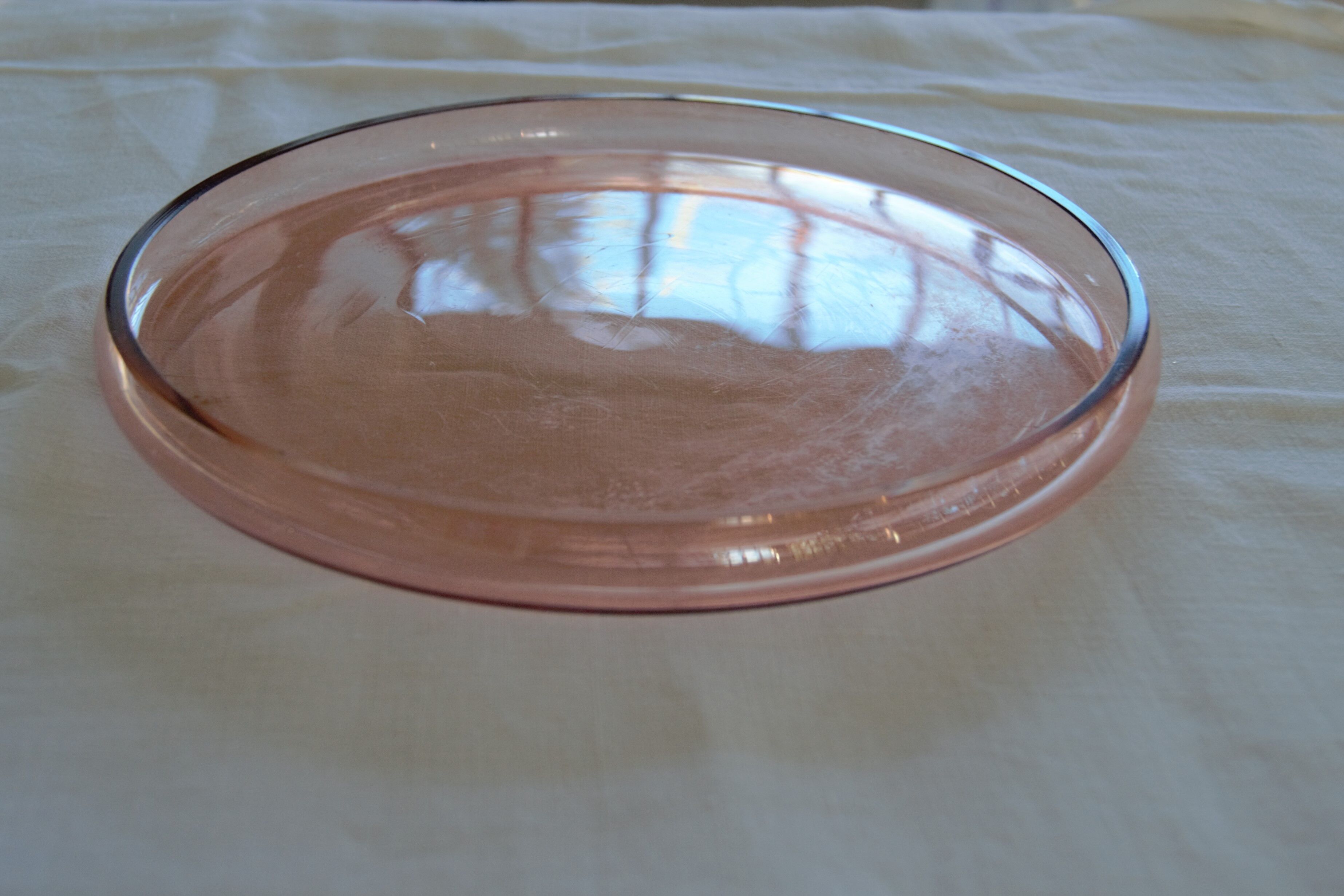 Pink glass plate