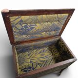 Vintage wooden side table / accent table with copper detail