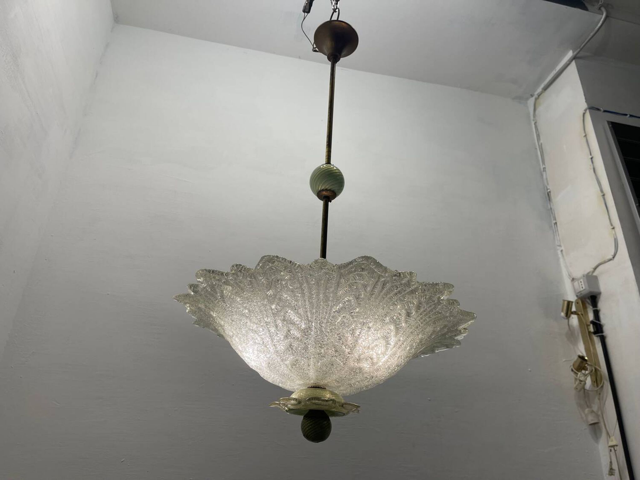 Suspension vintage en verre de Murano 1950