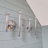 Pair of Space Age wall sconces in chrome metal, 1970.