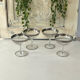 Etched silver rim cocktail coupe glasses set mid century barware