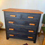 Vintage patinated black craft furniture style chest of drawers