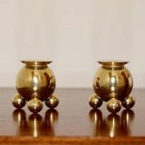 Pair of Mid-Century Swedish Brass Candle Holders by Gusum
