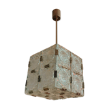 Glass faceted cube chandelier by Jaroslav Bejvl for Kamenicky Senov, year 1968