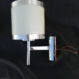 Pair of chrome design wall lights and vintage white hat 1970