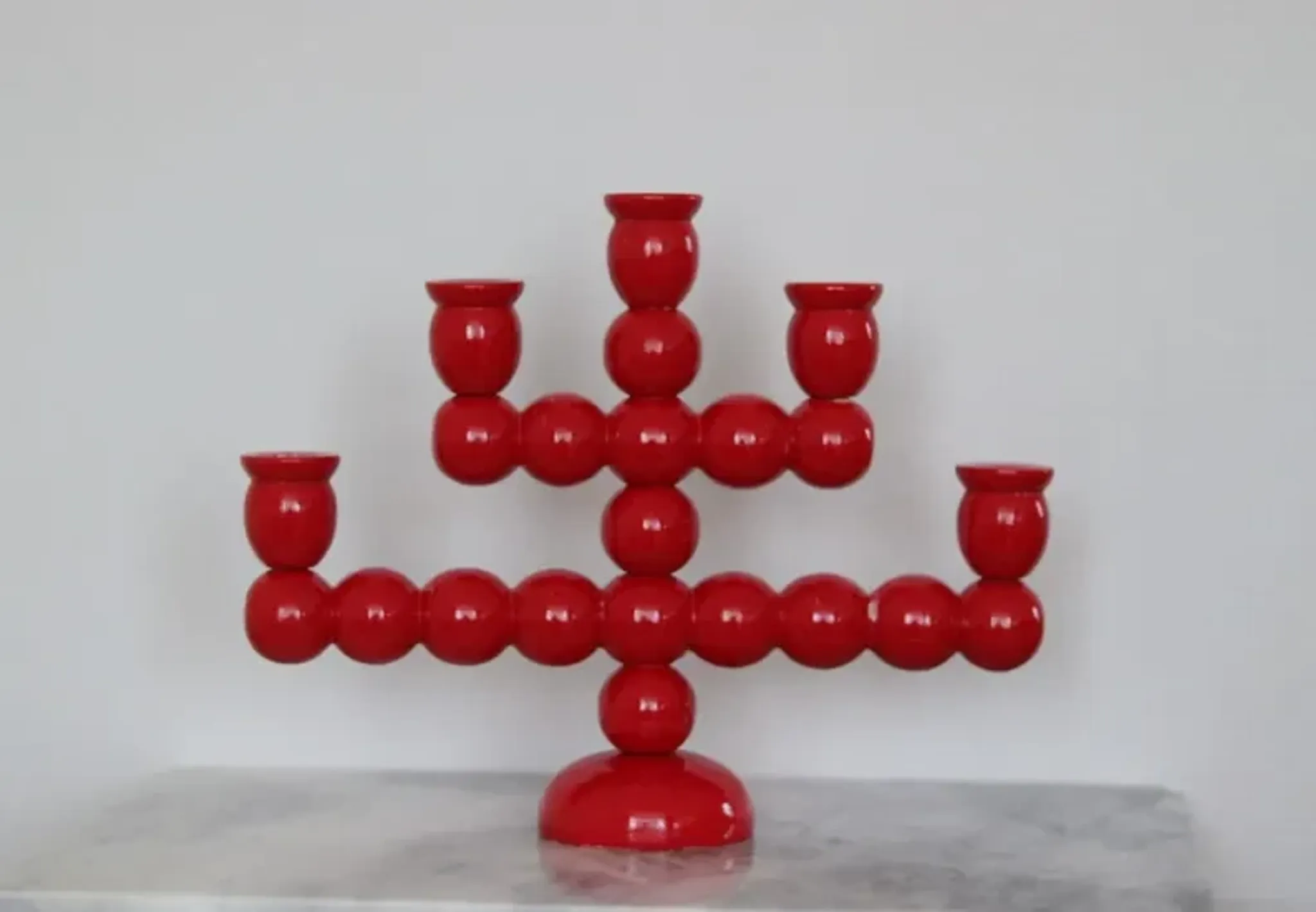 Swedish Mid Century  Five-Arm  Bobbin Candelabra