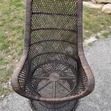 Wicker shell armchair