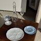 Set of 6 vintage blue dessert plates D18 (1)
