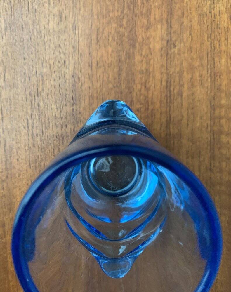 Blue glass vase model 20064 in Mid-Century style by Vladislav Urban for Hermanova Hut, 1960s.