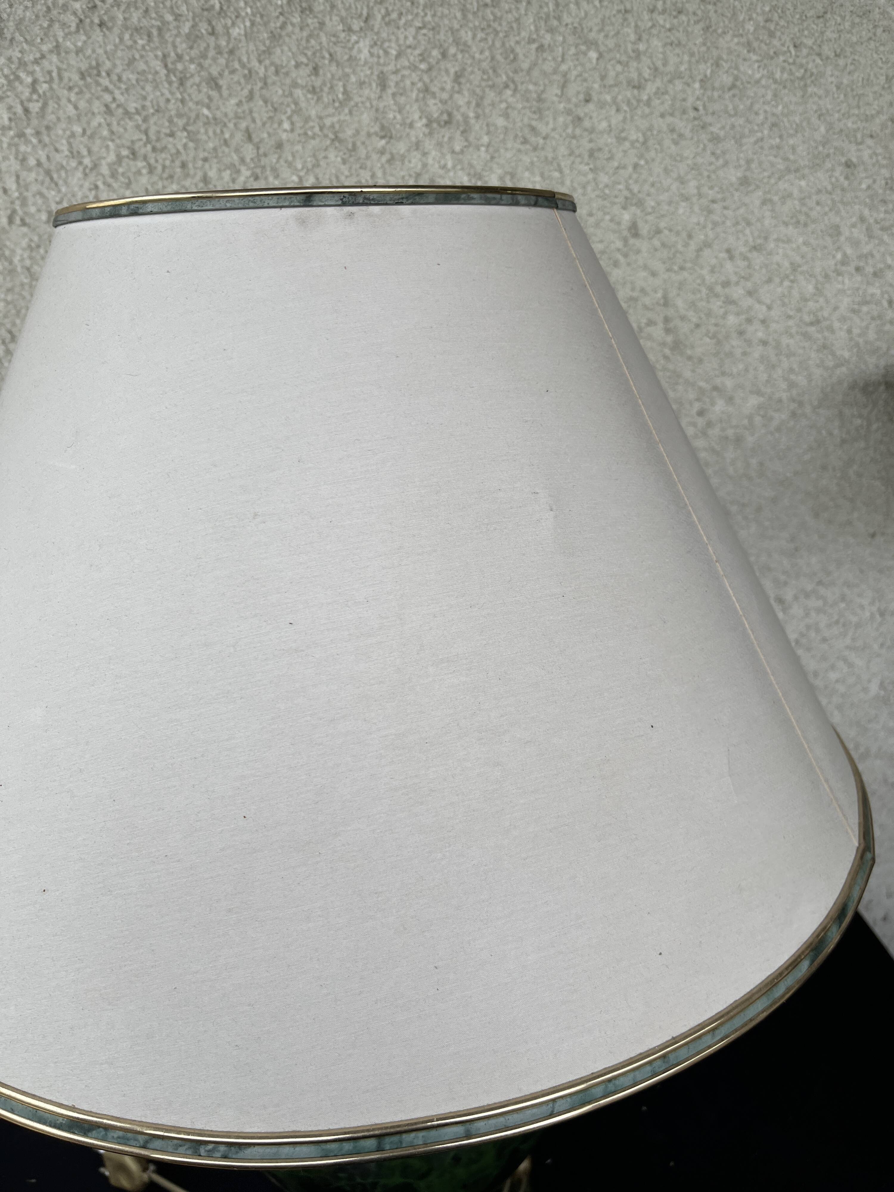 Ceramic Table Lamp with White Shade and Green Marble Effect Base