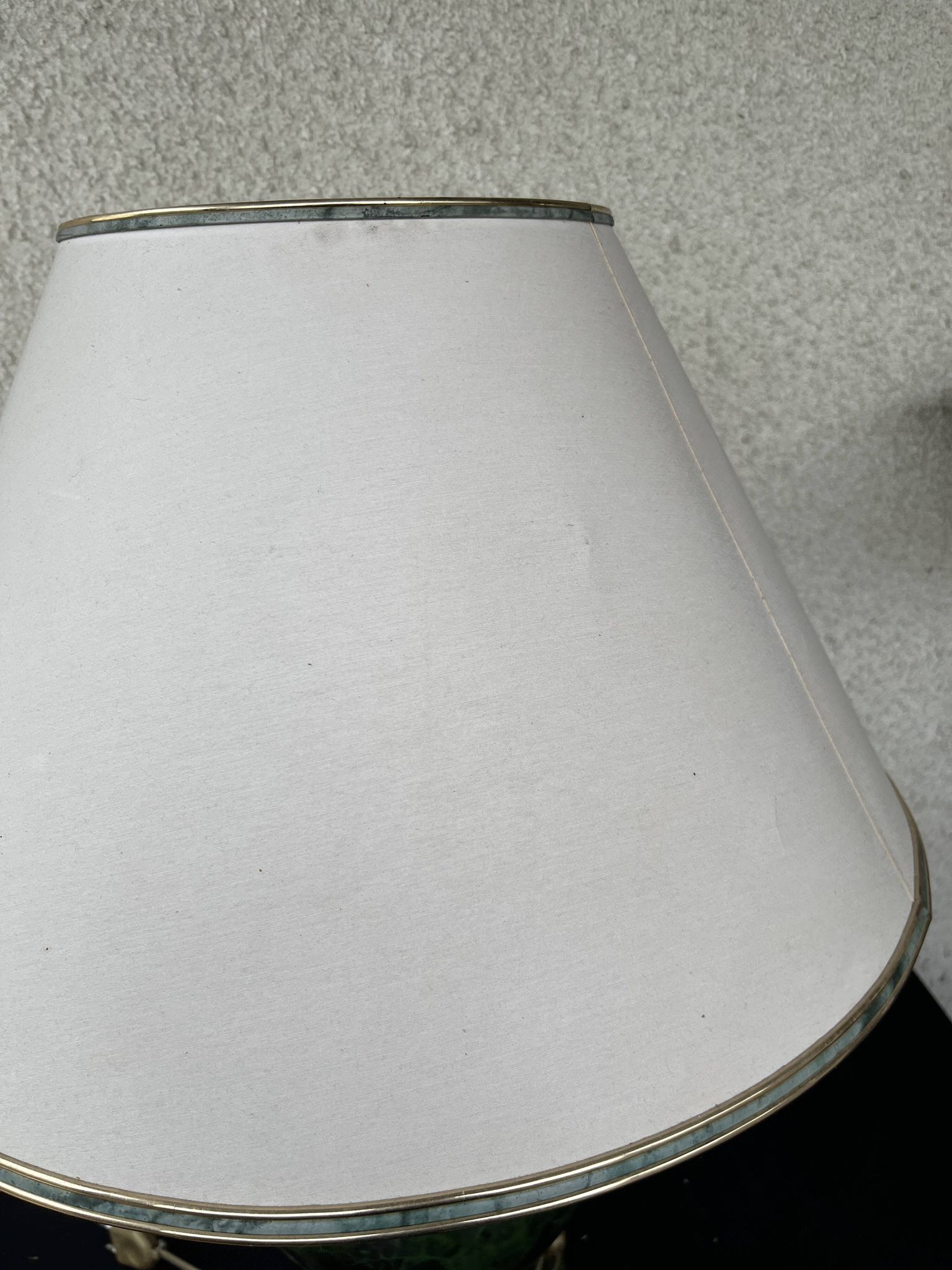 Ceramic Table Lamp with White Shade and Green Marble Effect Base
