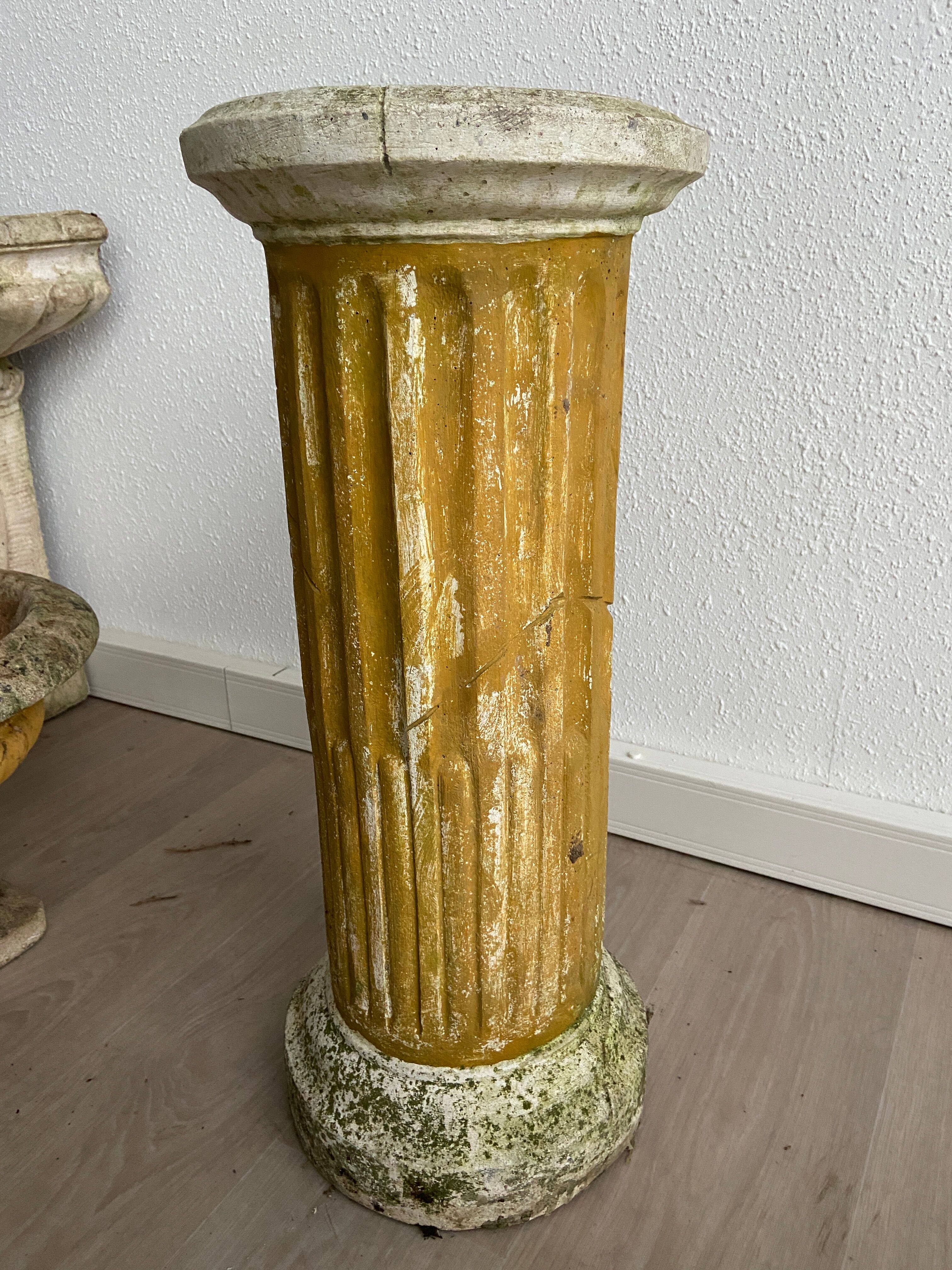Antique Classical style column Reconstituted stone pillar Greek Roman style pedestal 1980s