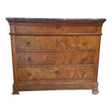 19th century Louis Philippe marble and walnut chest of drawers