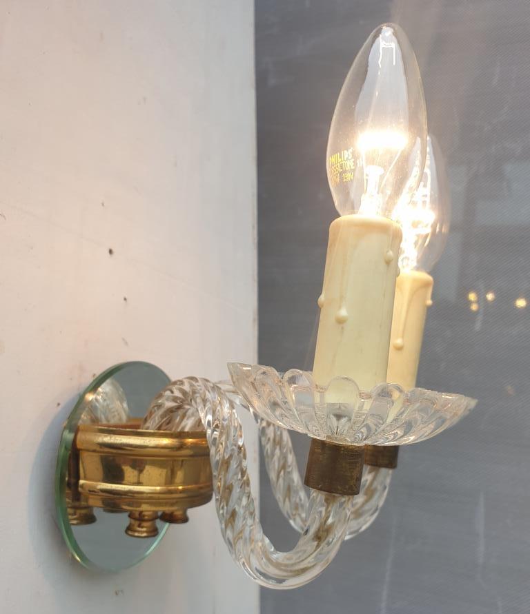 Applique 2 bras verre Murano vintage 1950