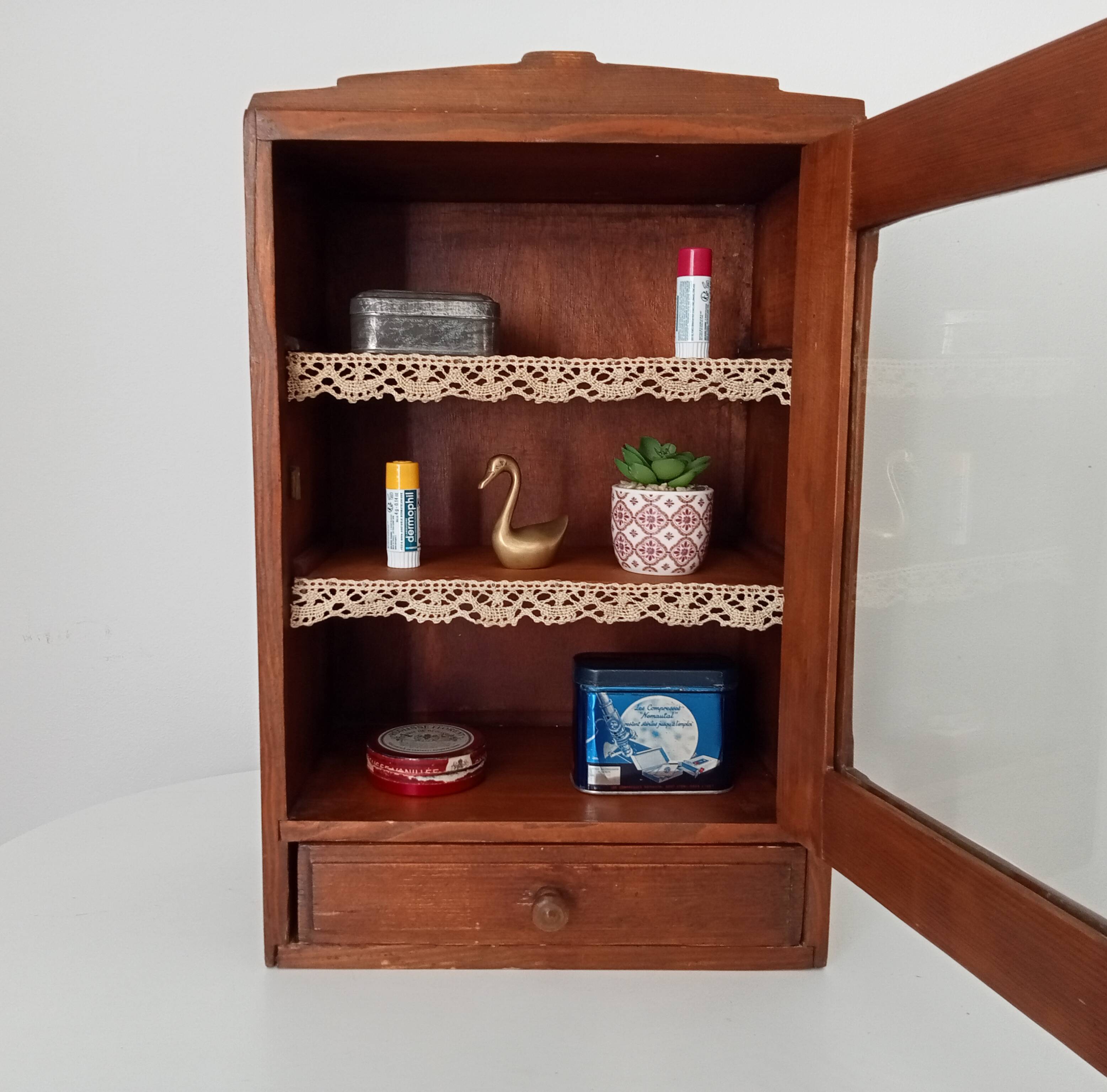 Old bathroom cabinet from the 40s in solid oak