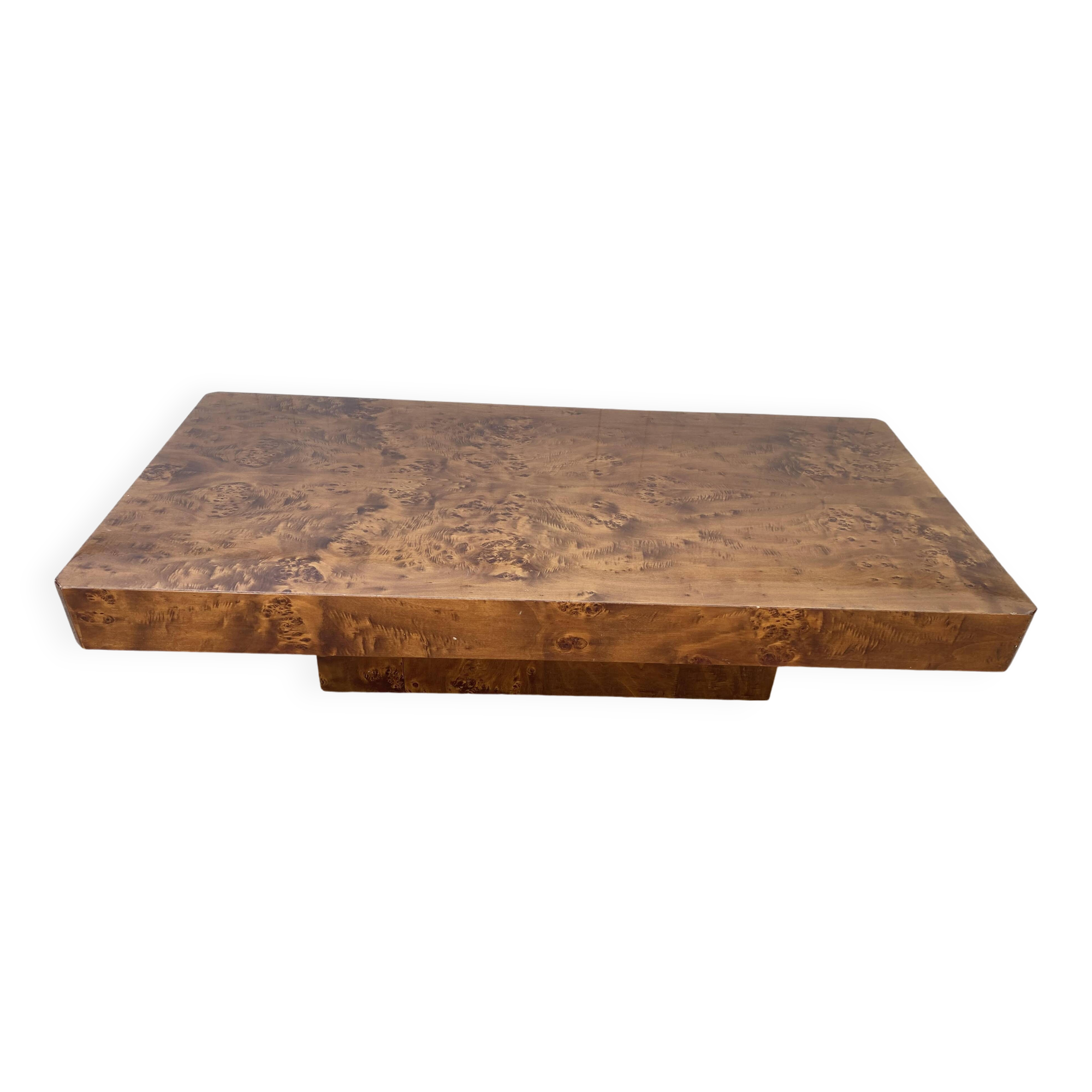 Table basse en loupe d’orme Roche et Bobois vintage 70s