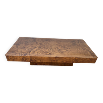 Roche et Bobois vintage 70s elm burl coffee table