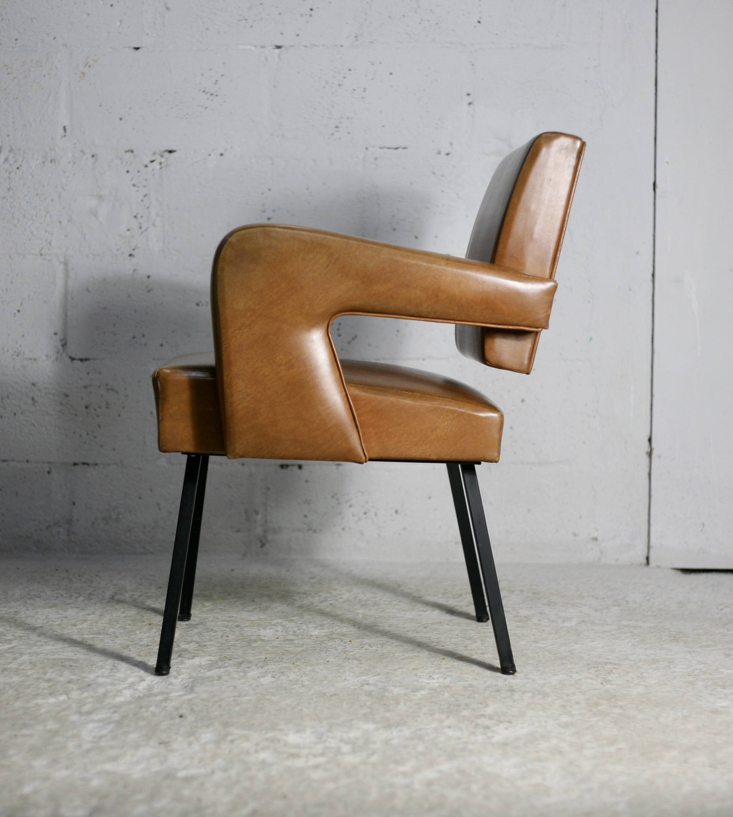 Armchair Jacques Adnet, style circa 1955