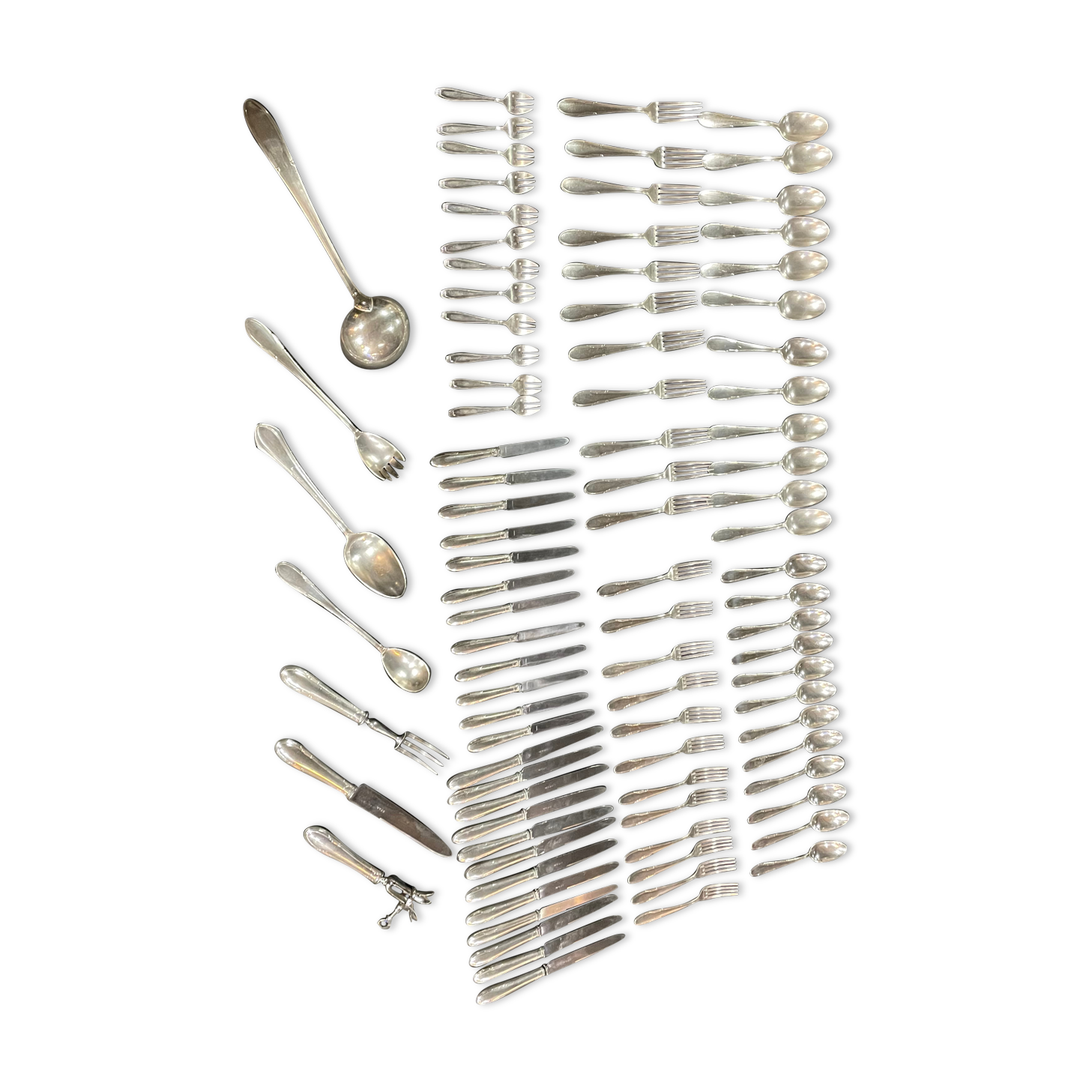 Art Deco menagere in silver metal