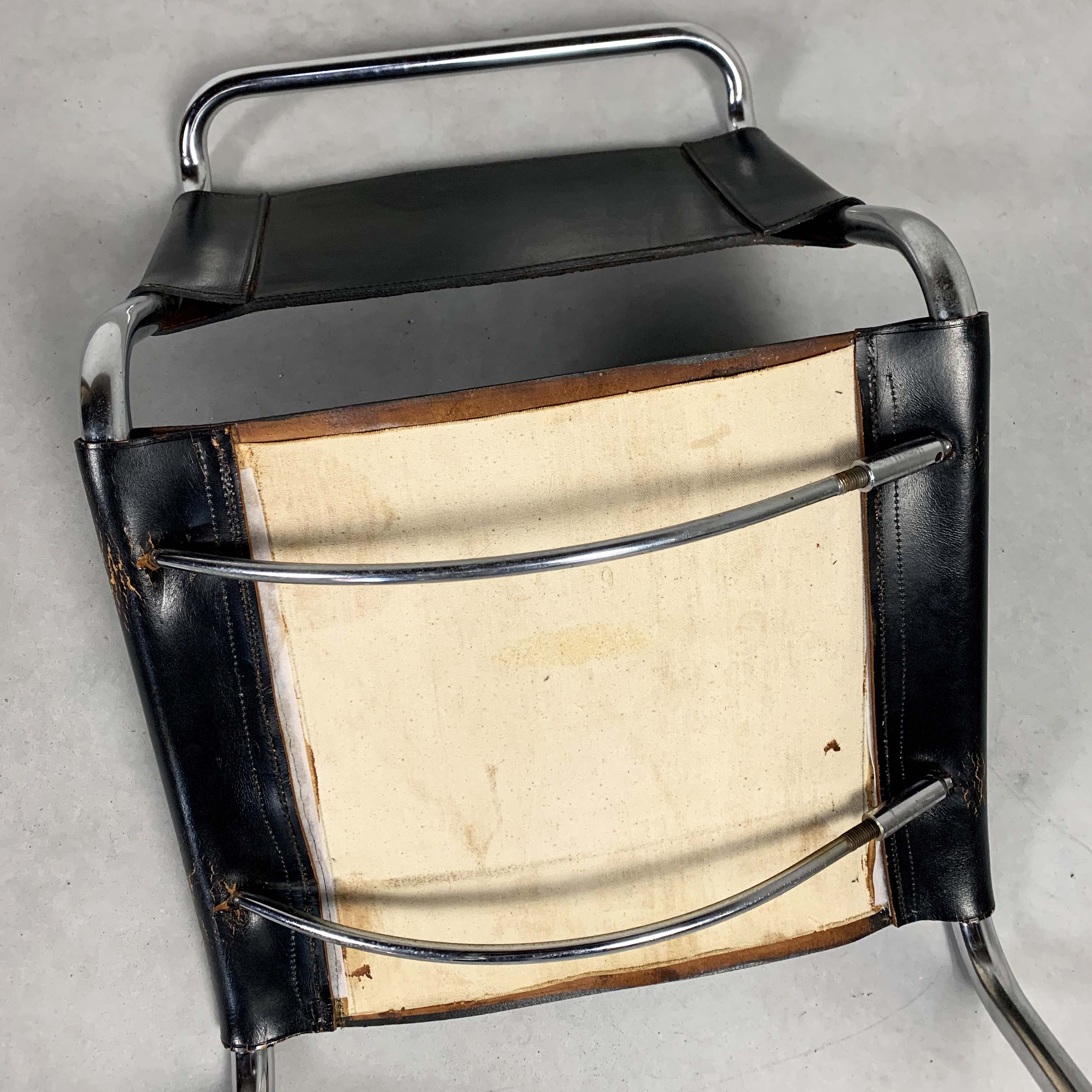 Set of 4 B33 leather chairs by Marcel Breuer, Thonet edition 1930