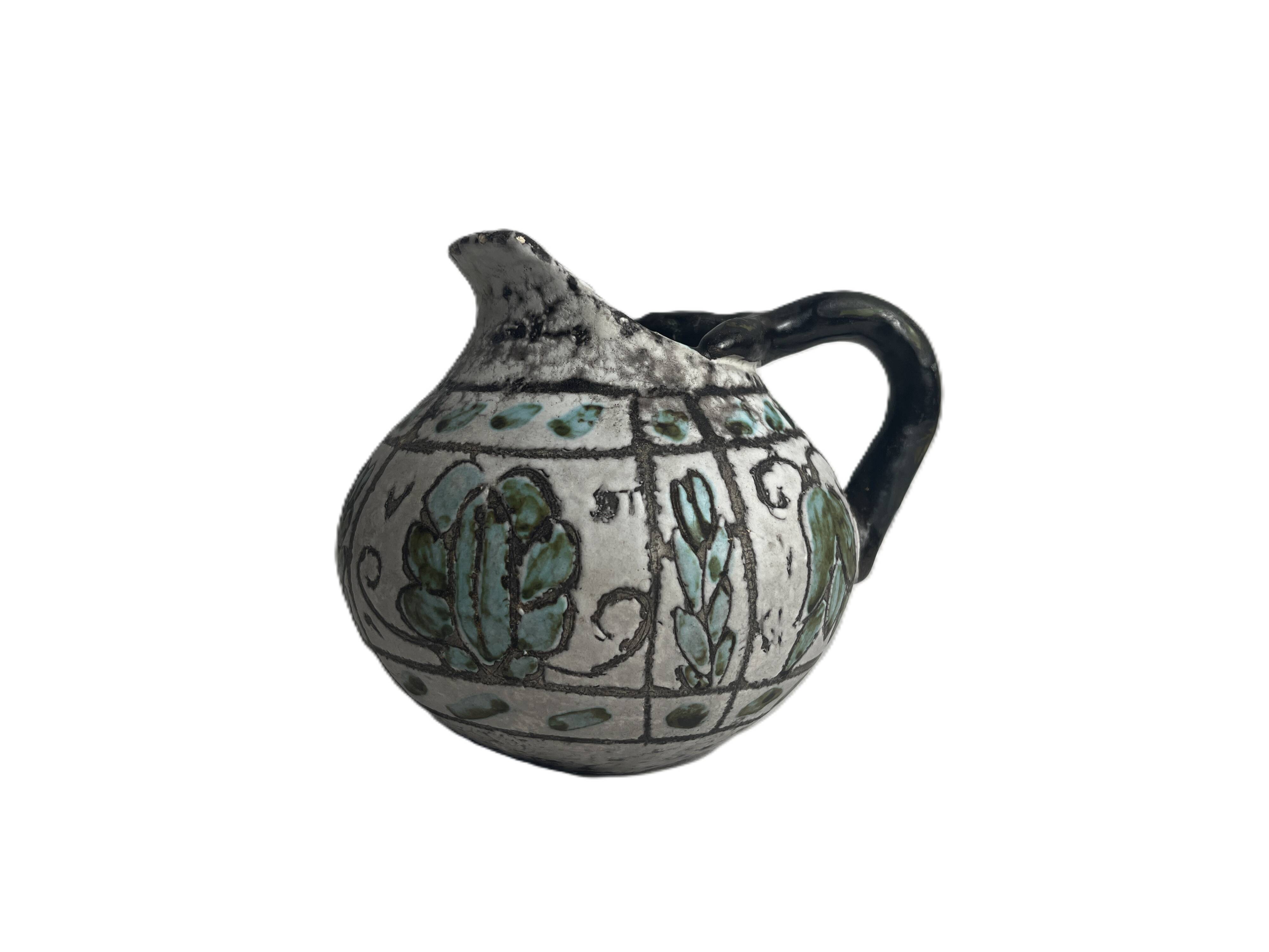Massier Vallauris, bulbous jug, glazed earthenware, early 20th century.