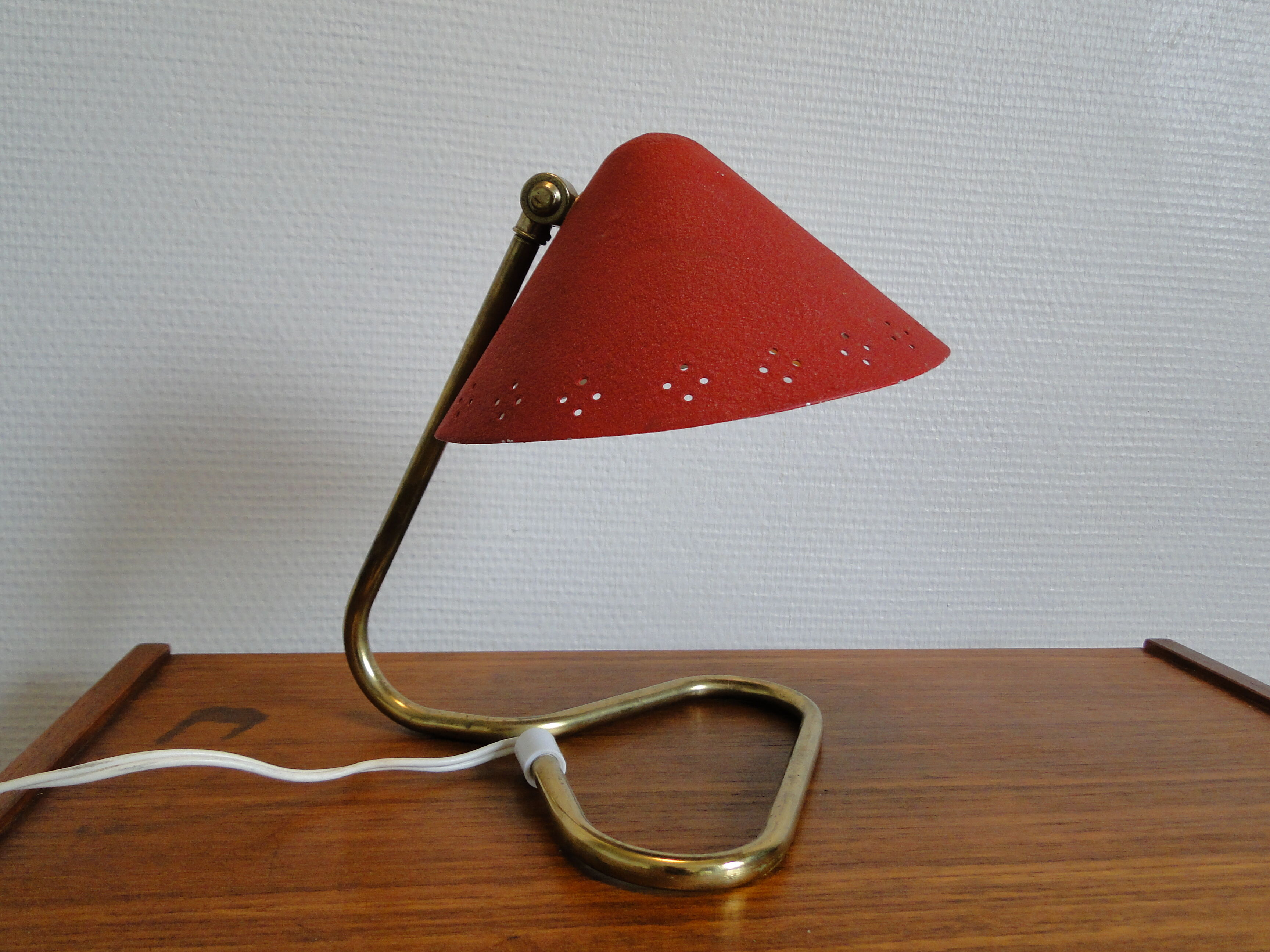 Vintage bedside lamp red 1950