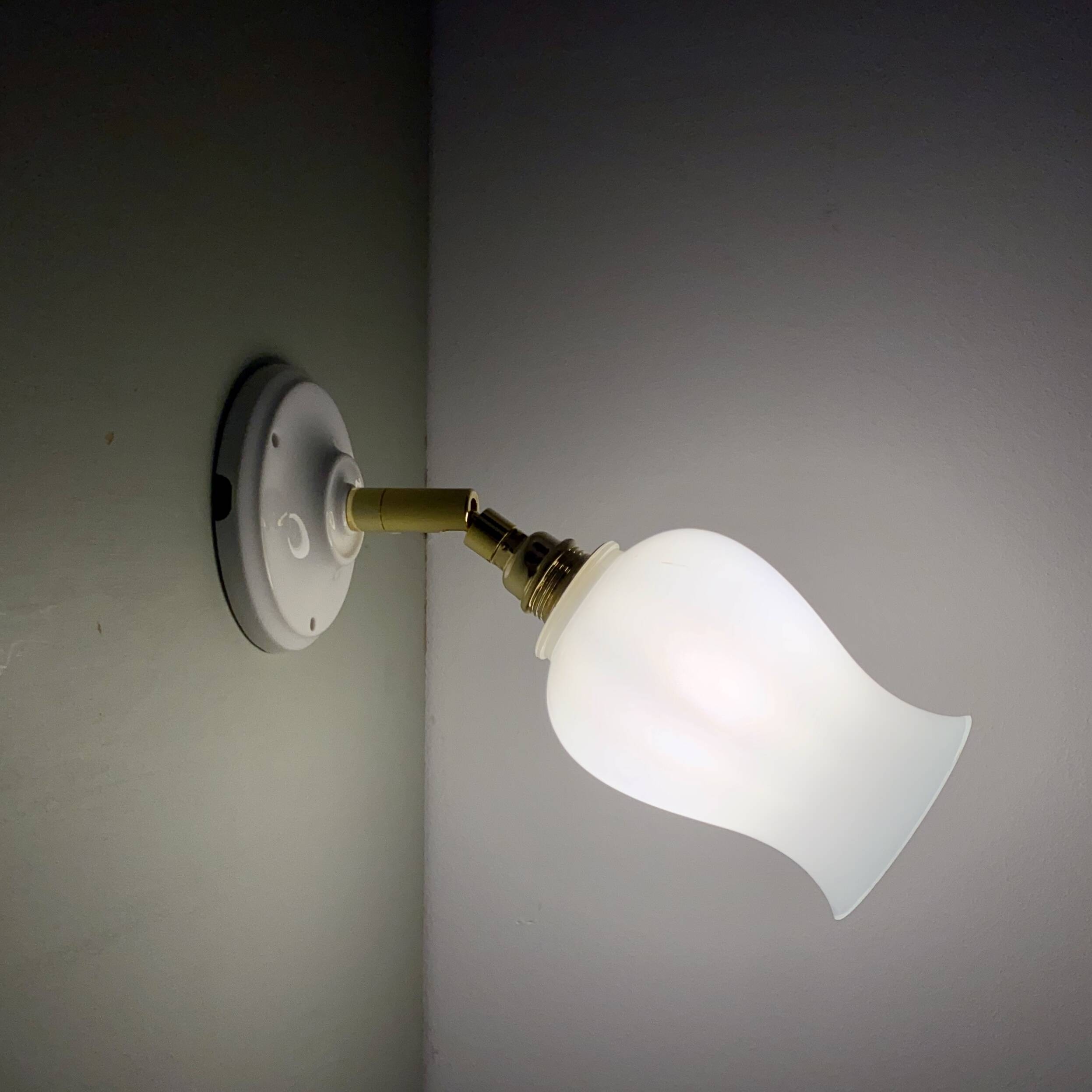 Vintage tulip wall lamp in white opaline