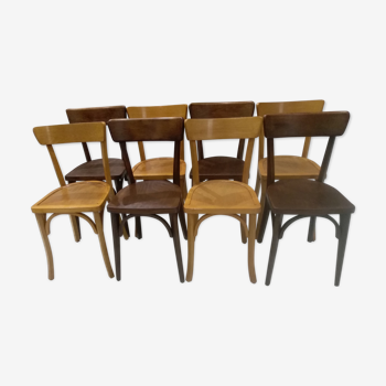 Suite de 8 chaises de bistrot dépareillées années1950