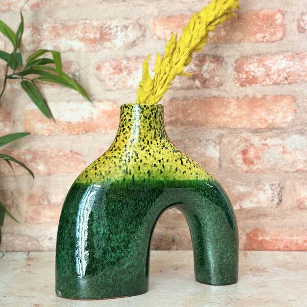 Artisanal blue varnished vase