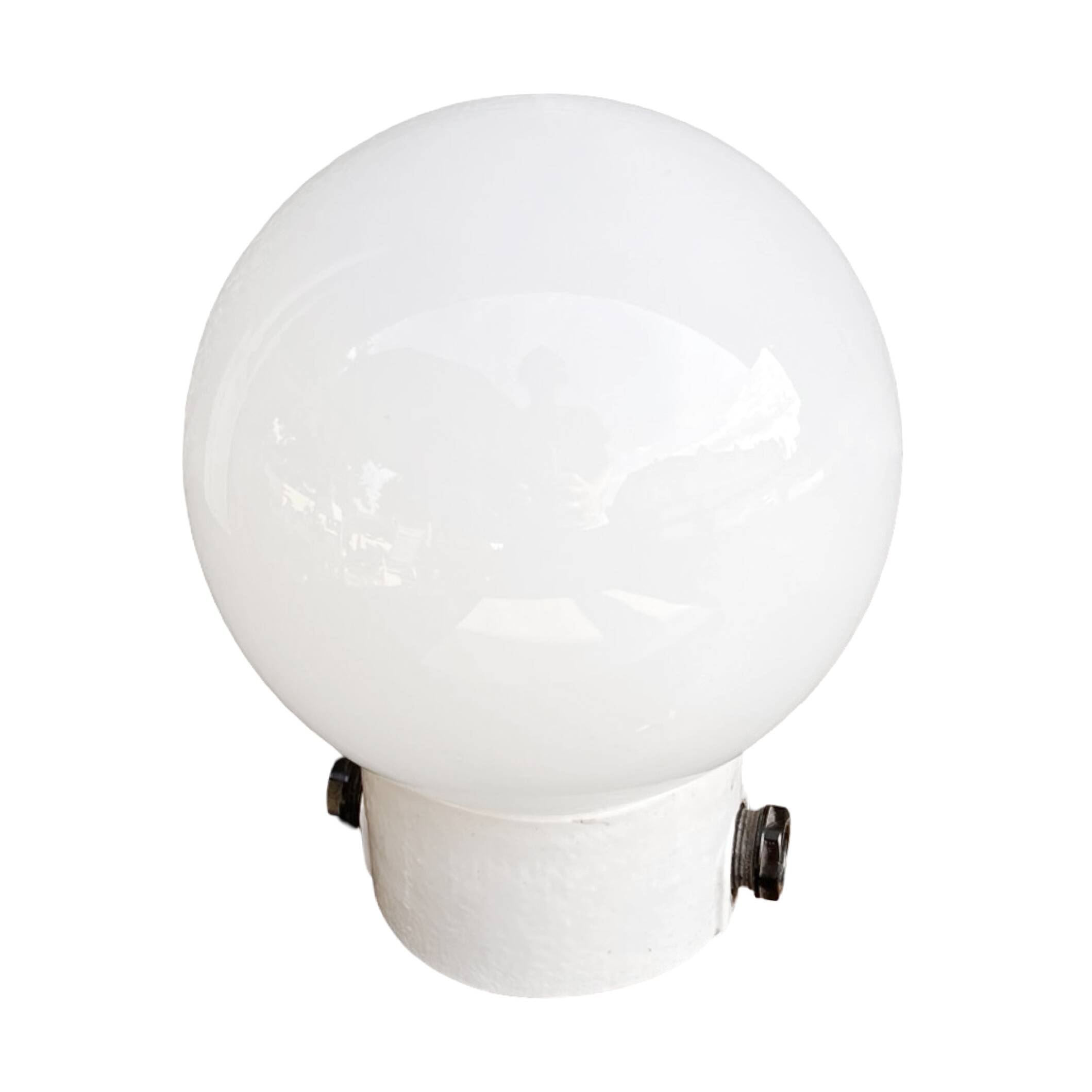 Industrial wall lamp, white, glass, foton, poland, 1960s.