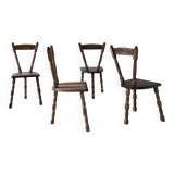 4 brutalist sculptural tripod dining chairs | 1970s
