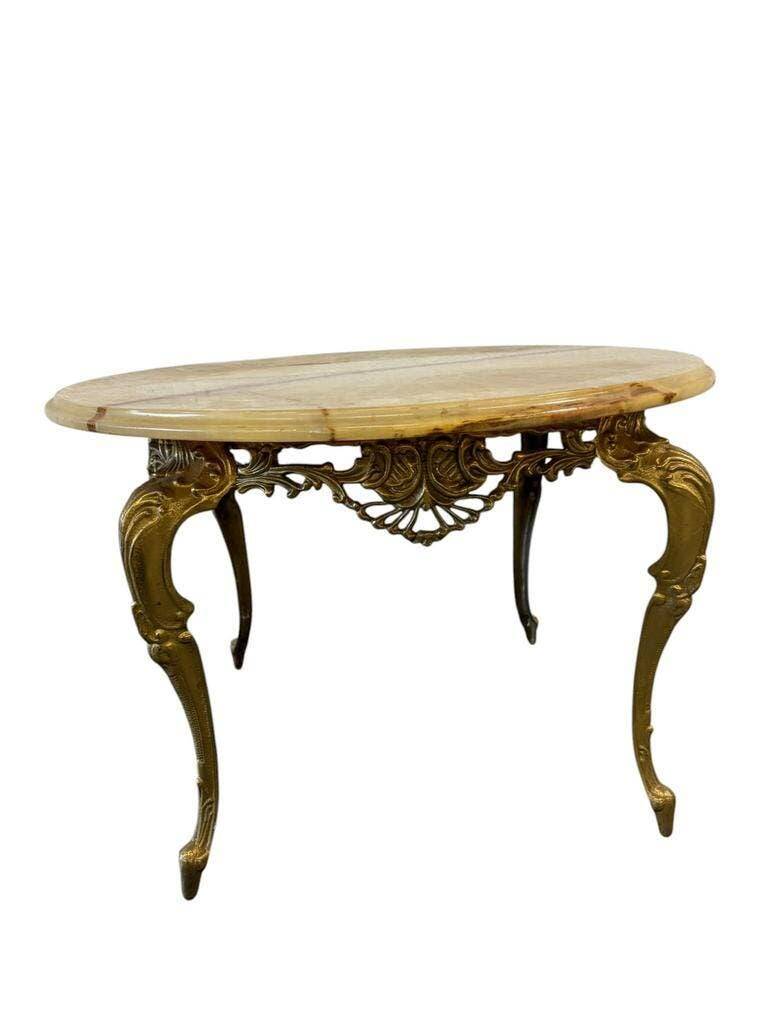 Table basse ronde vintage en laiton doré
