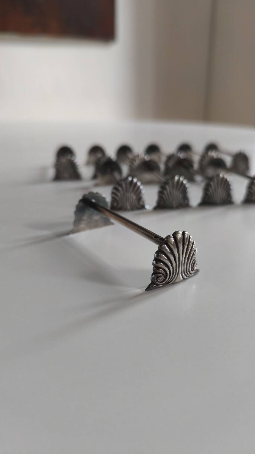 Set of 12 solid silver knife holders