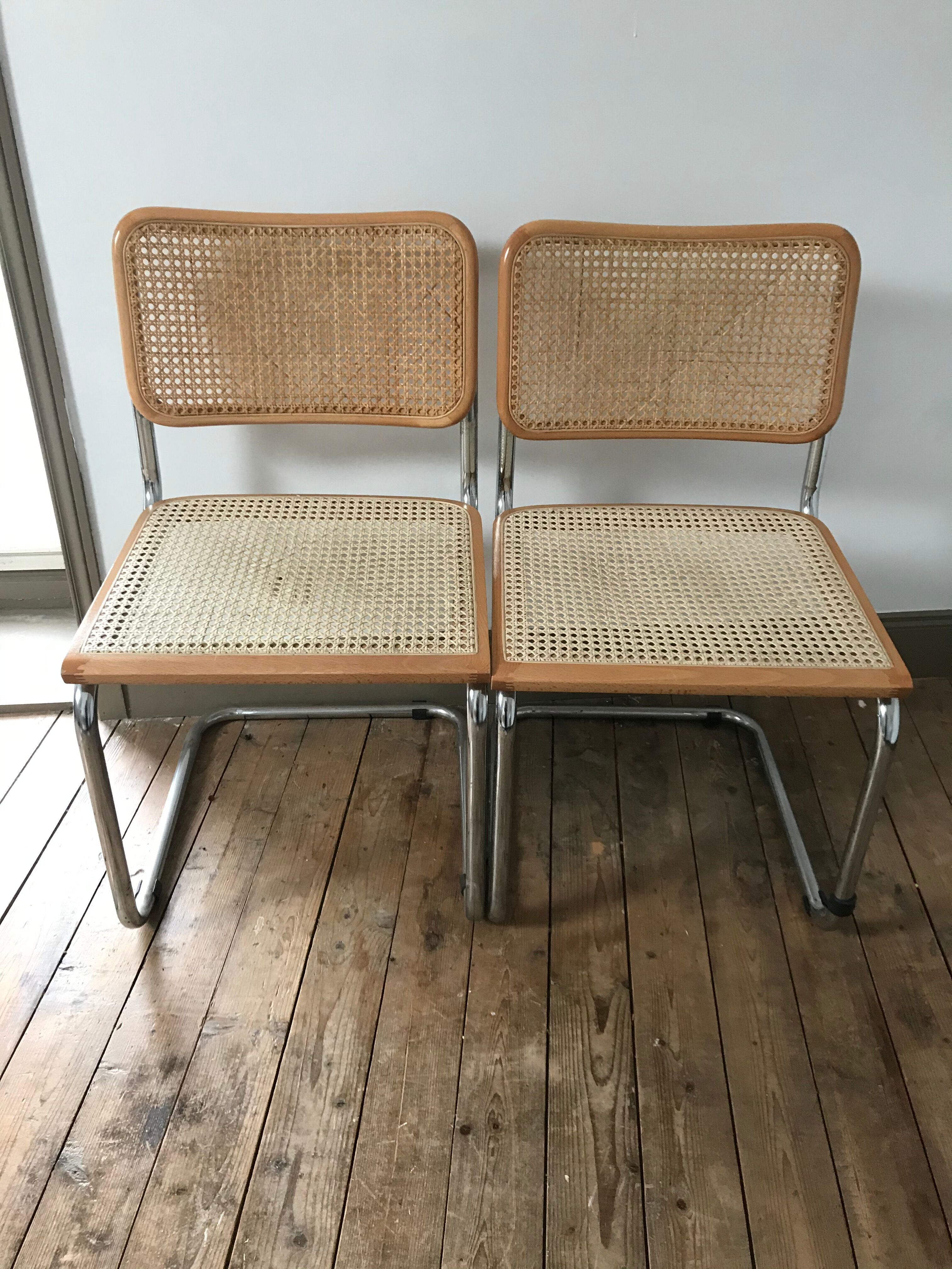 2 Chairs Beige Cesca B32 by Marcel Breuer