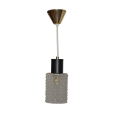 Suspension en verre moulé et métal années 70 vintage