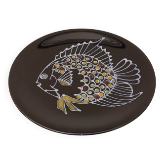 Rare assiette longchamp céramique d'art france décor poisson par le célèbre céramiste robert picault