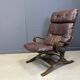 Vintage Scandinavian leather and bentwood armchair, 1970s