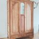 Art Deco carved wood wardrobe with 2 doors and 1 mirror, renovated