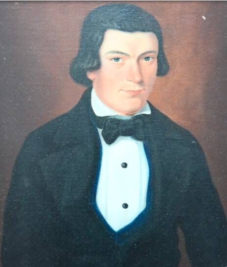 Oil painting, The Man in the Black Suit, anonymous late 19th century early 20th century.