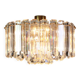 Elegant brass light fixture, crystal glass Floria, Kalmar, Austria, 1970.
