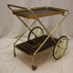 Service brass trays mahogany vintage 1960