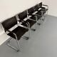 Lot of 5 tubular metal leather chairs, Bauhaus design, vintage 1970s.