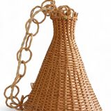 Rustic Midcentury Wicker Pendant Lamp, Spain, 1950s