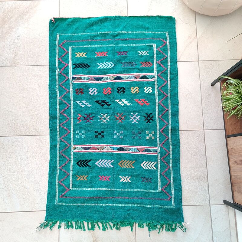 Berber carpet Ethnic Green 95x150 cm
