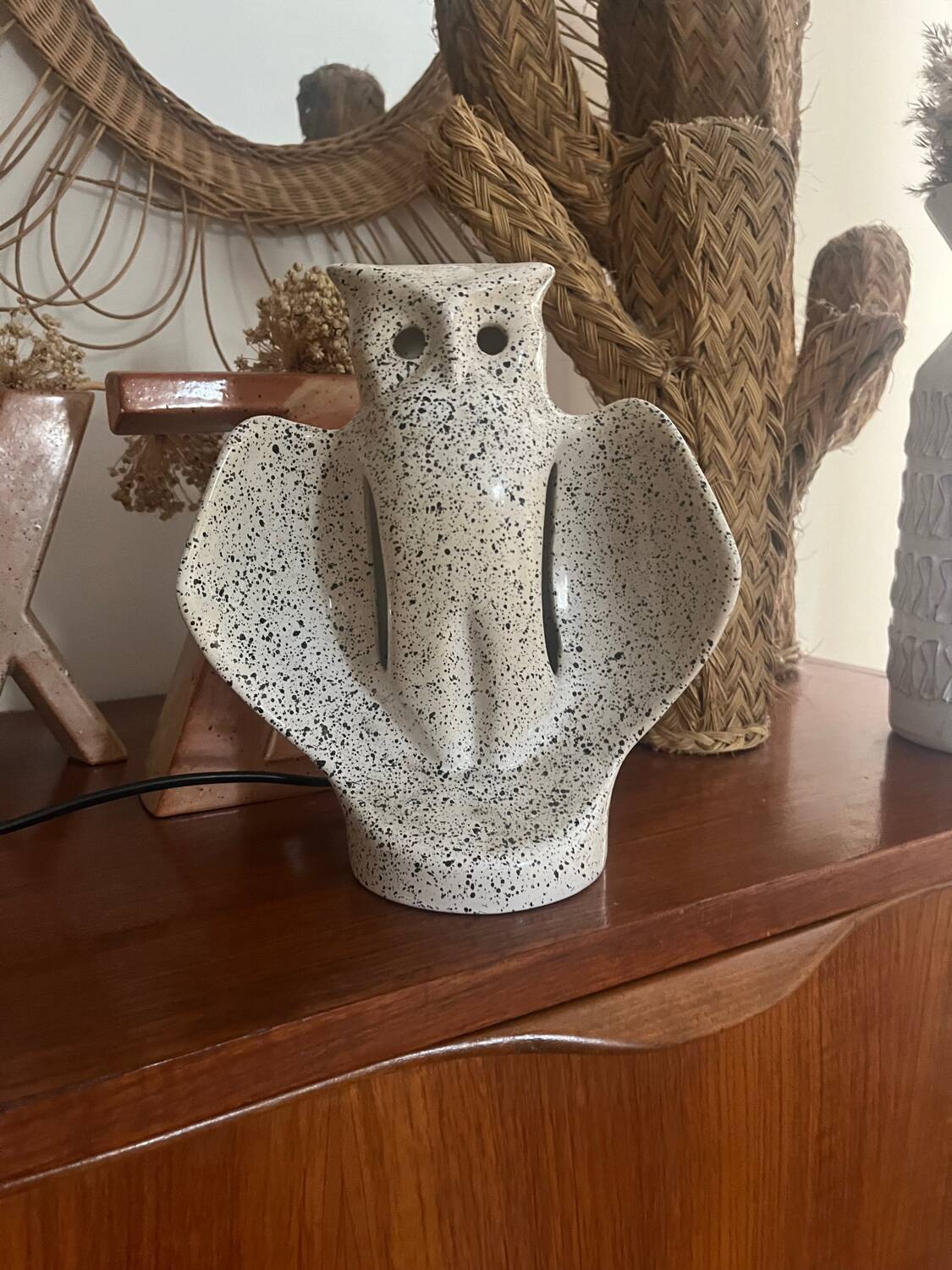 80s owl ceramic lamp