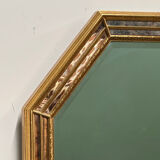 Pair gilt octagonal mirrors by Deknudt, vintage églomisé, Belgian 1970s, gold